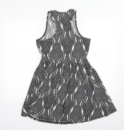 River Island Womens Grey Striped Jersey Skater Dress  Size 10