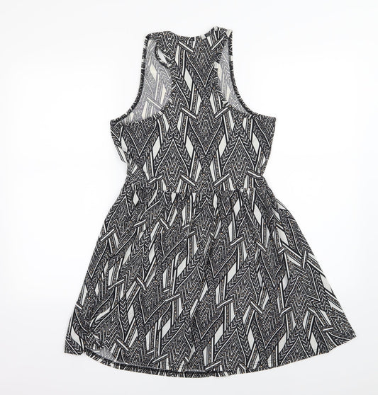 River Island Womens Grey Striped Jersey Skater Dress  Size 10