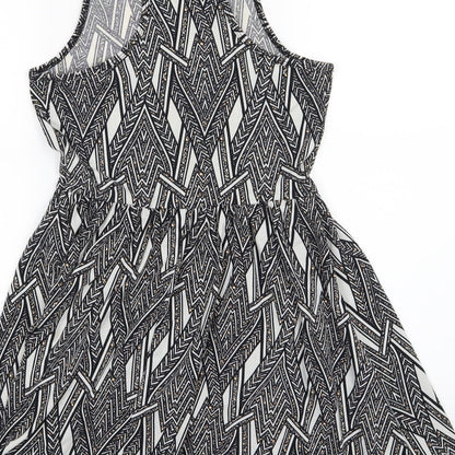 River Island Womens Grey Striped Jersey Skater Dress  Size 10