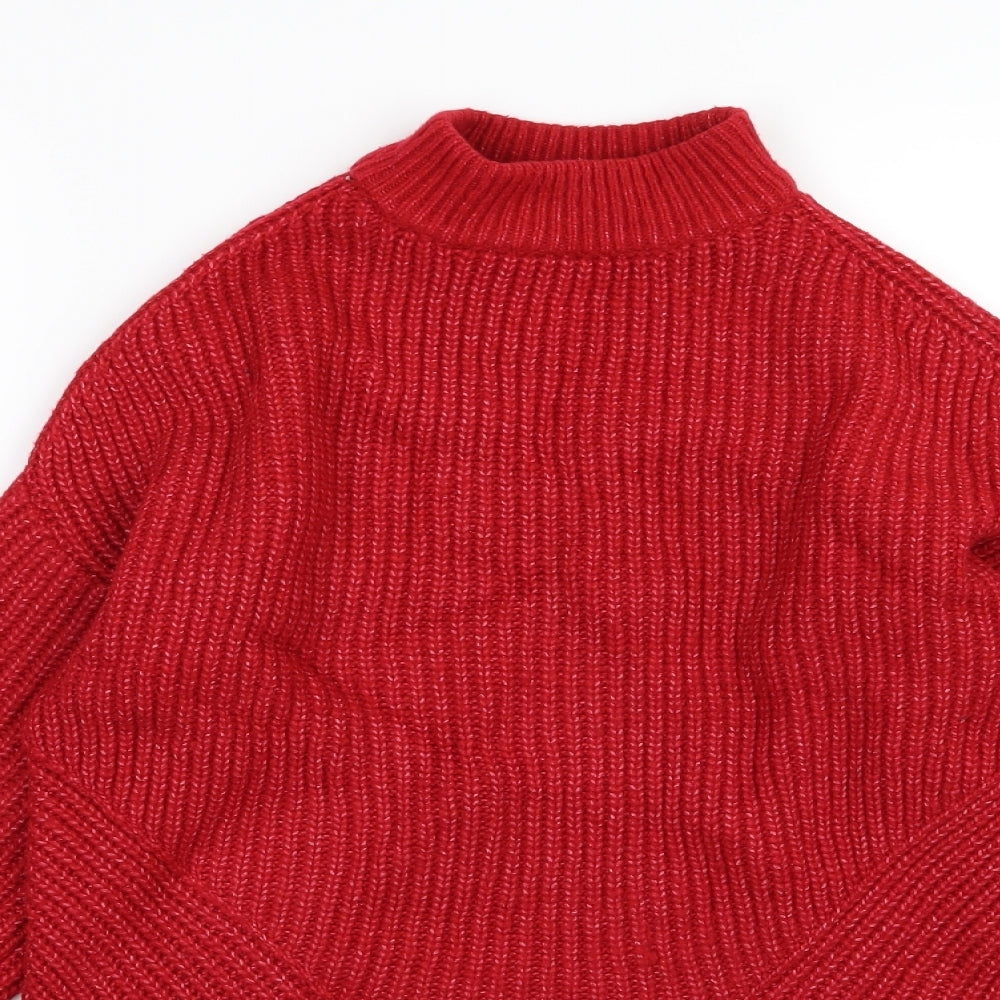 Close-up detail of Primark women’s red knit jumper, size XS