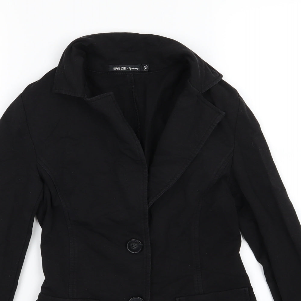Close-up detail of Dani Group women’s black jacket, size XS