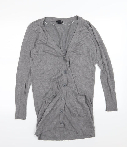 H&M Womens Grey  Knit Cardigan Jumper Size S