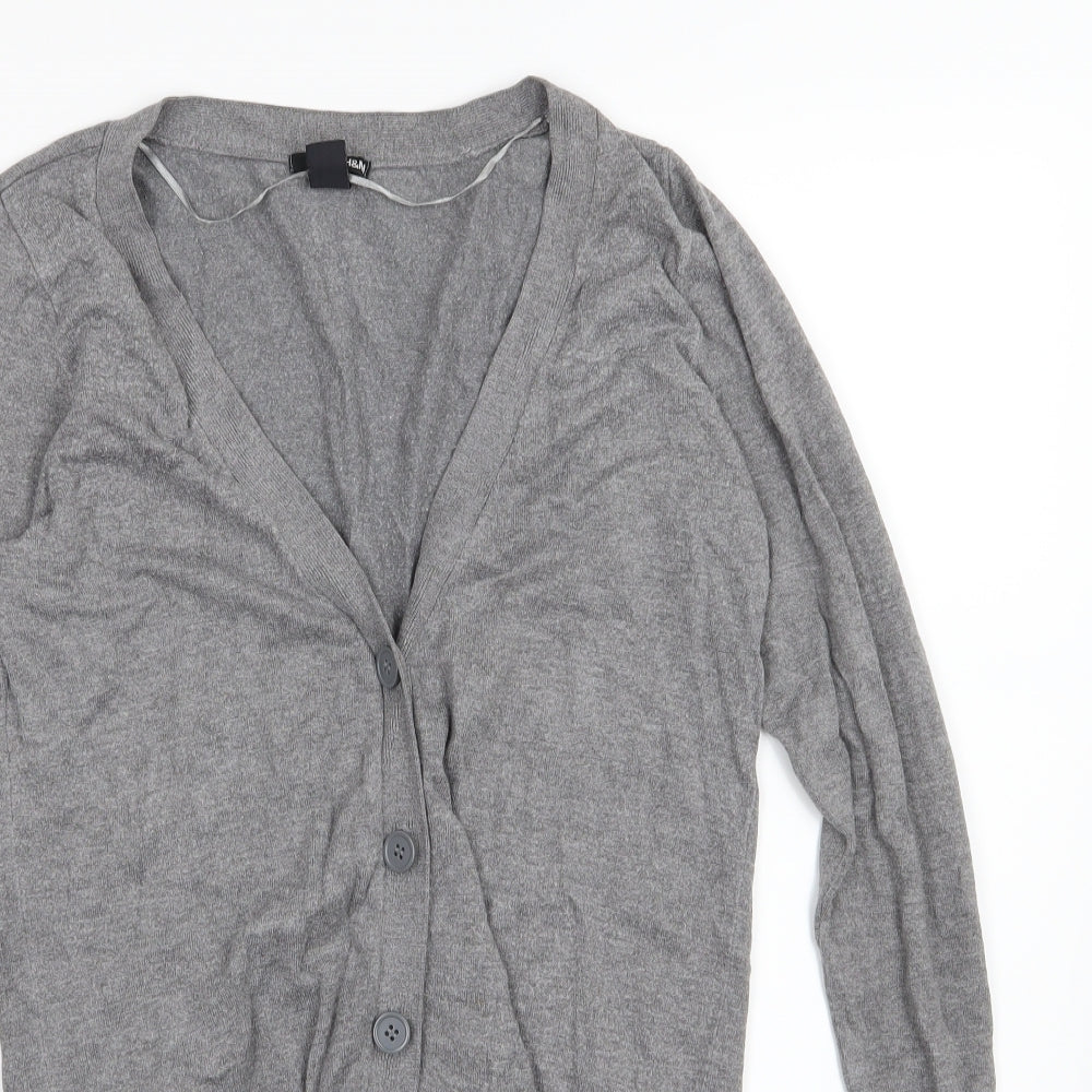 H&M Womens Grey  Knit Cardigan Jumper Size S