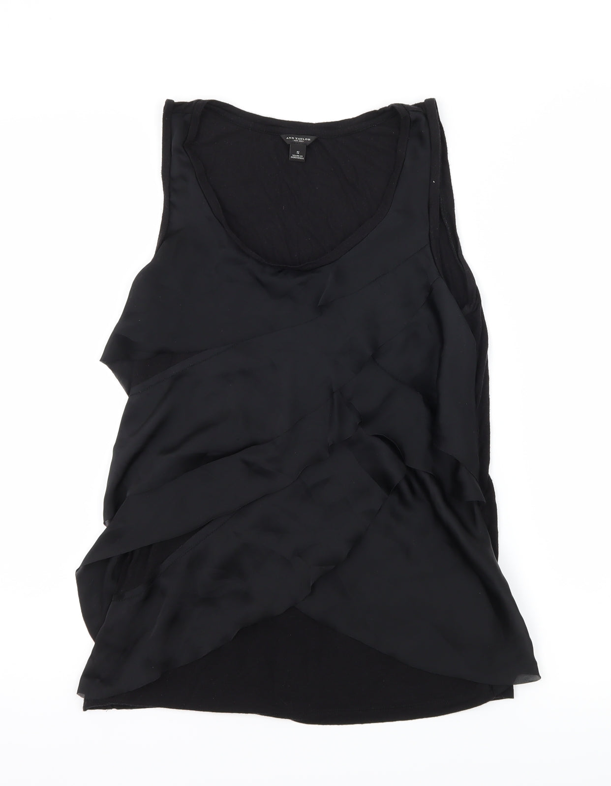 Ann Taylor Womens Black   Basic Tank Size S  - Ruffle Detail