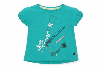 Front view of Fearne girls’ blue jersey basic t-shirt, size 12-18, months - make up