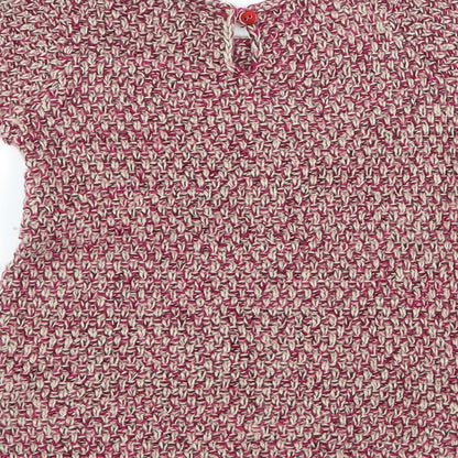 Zara Girls Pink Geometric Knit Jumper Dress  Size 6-9 Months  - Bow