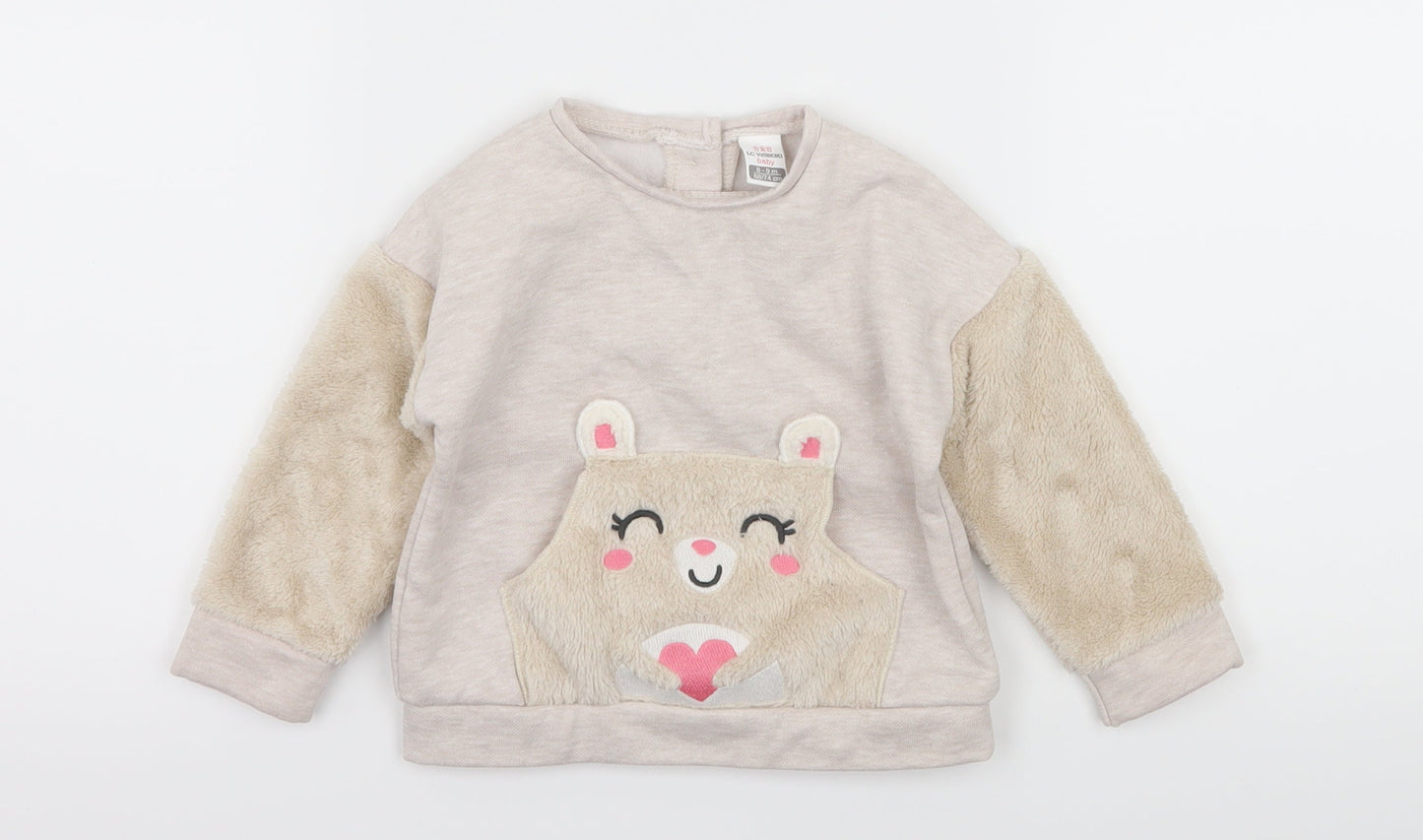 LC Waikiki Girls Ivory  Jersey Pullover Jumper Size 6-9 Months  - Bear