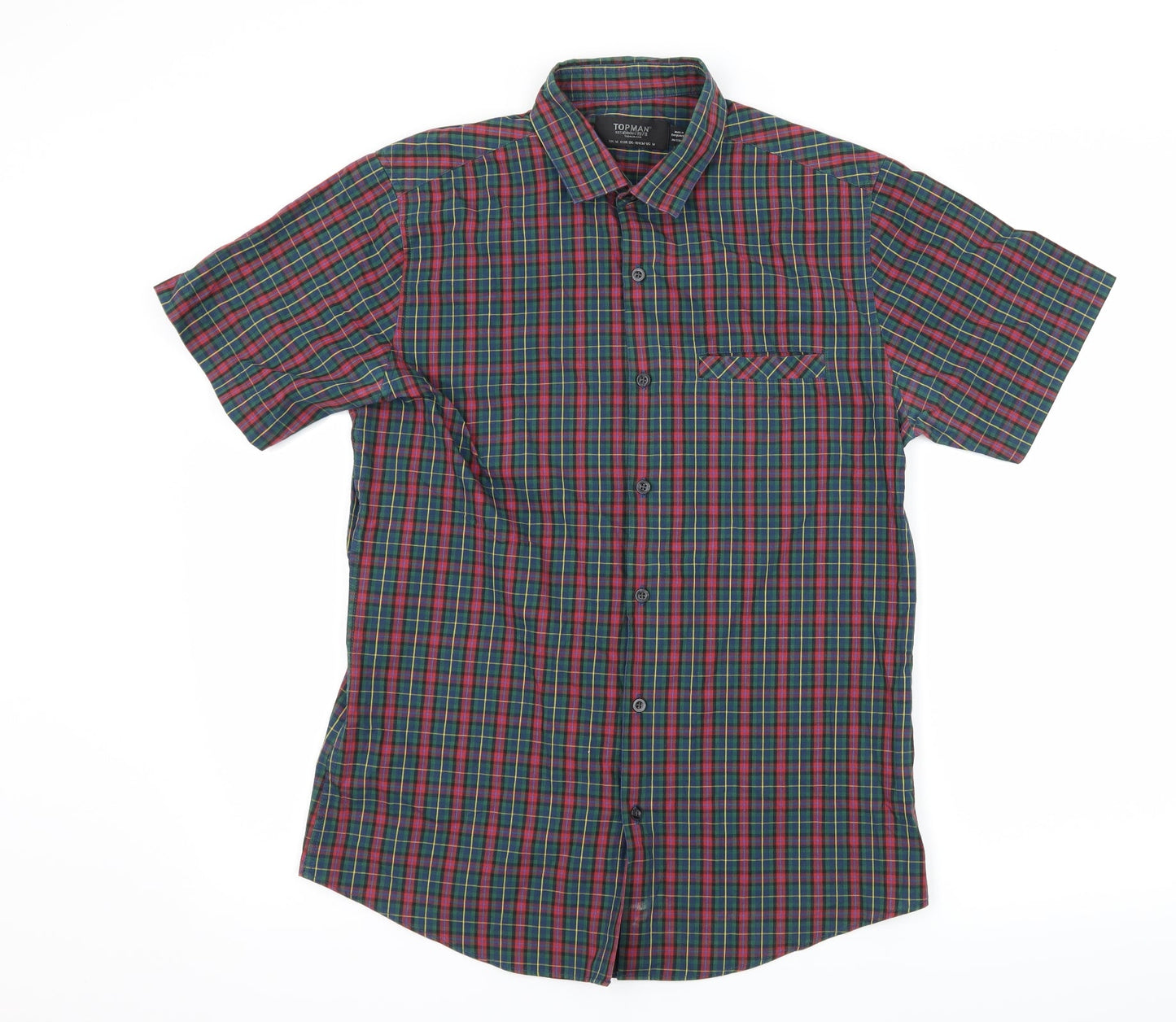 Mens UK Size M Topman Red  Button-Up Short Sleeve Casual Shirt