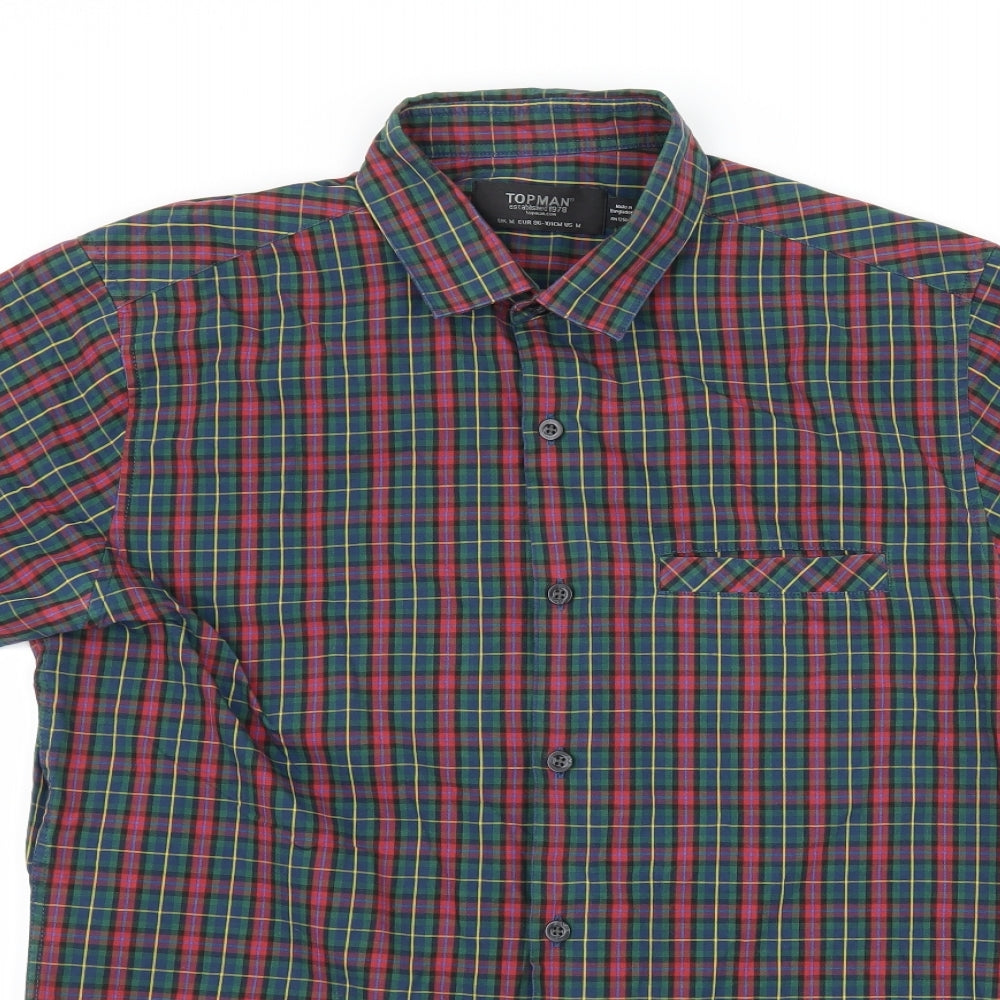 Mens UK Size M Topman Red  Button-Up Short Sleeve Casual Shirt