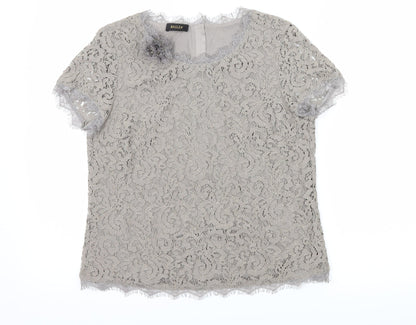 Basler Womens Brown  Lace Basic Blouse Size 8