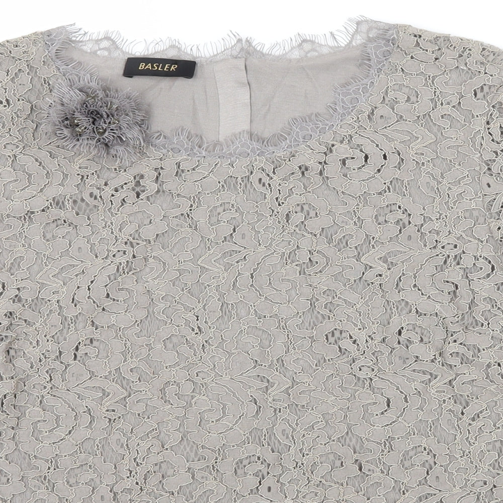 Basler Womens Brown  Lace Basic Blouse Size 8