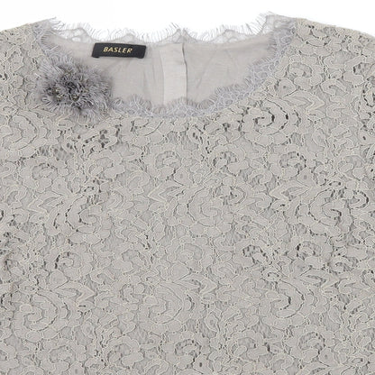 Basler Womens Brown  Lace Basic Blouse Size 8