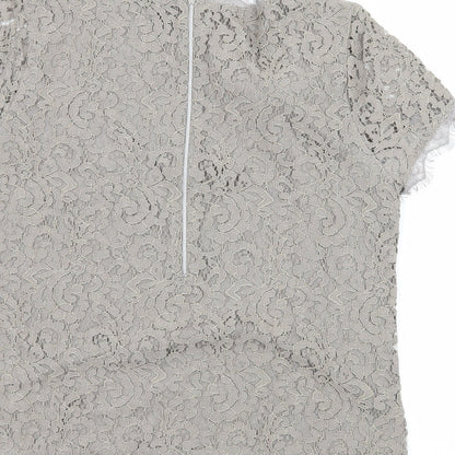 Basler Womens Brown  Lace Basic Blouse Size 8