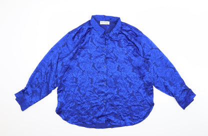 Miss Selfridge Womens Blue Floral  Basic Button-Up Size 14