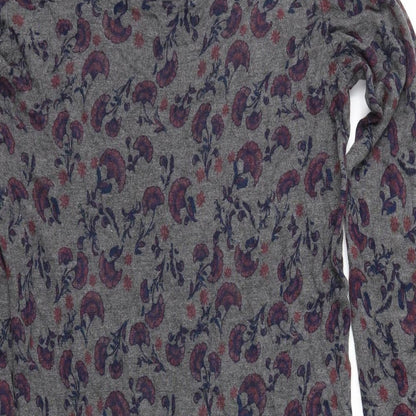 ESMARA Womens Grey Floral Jersey T-Shirt Dress  Size S