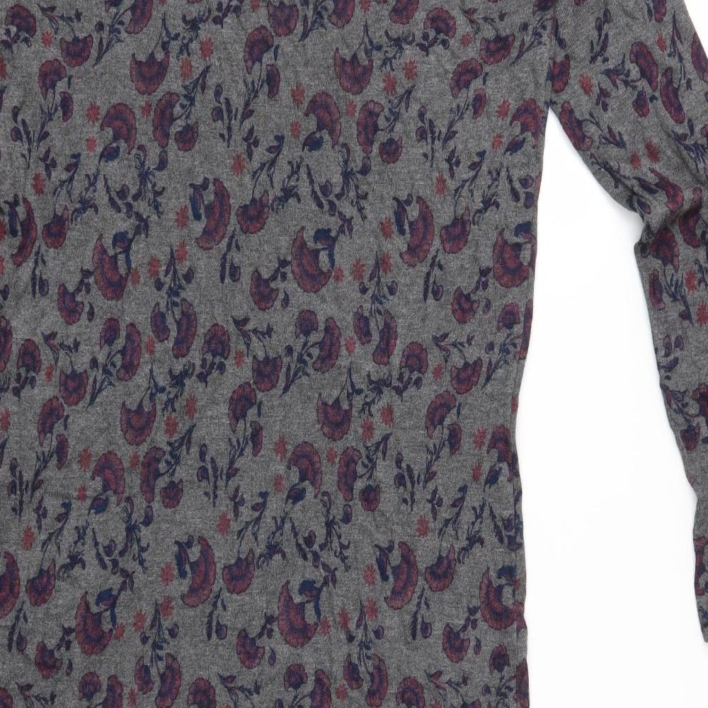 ESMARA Womens Grey Floral Jersey T-Shirt Dress  Size S