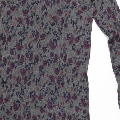 ESMARA Womens Grey Floral Jersey T-Shirt Dress  Size S