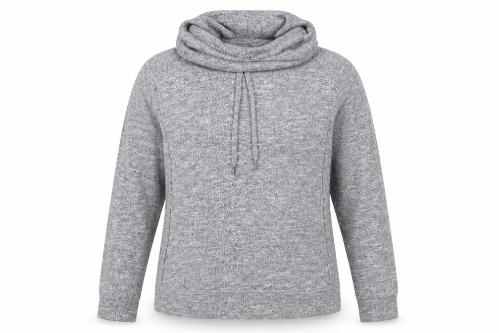 Front view of New Look women’s grey jersey pullover sweatshirt, size S