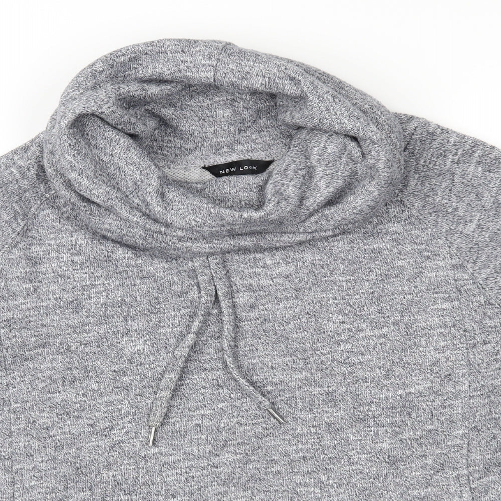 Close-up detail of New Look women’s grey jersey pullover sweatshirt, size S