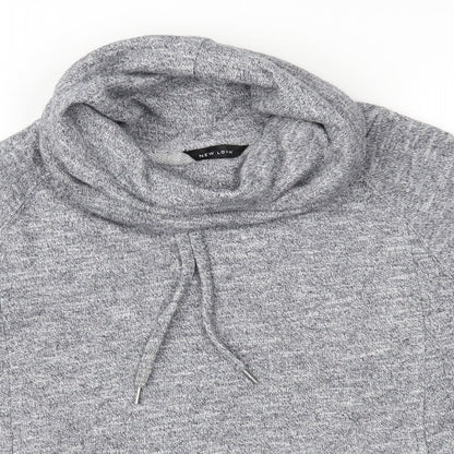 Close-up detail of New Look women’s grey jersey pullover sweatshirt, size S