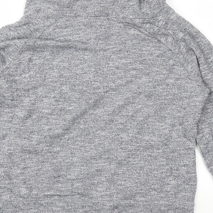 Brand and care label for New Look women’s grey jersey pullover sweatshirt, size S
