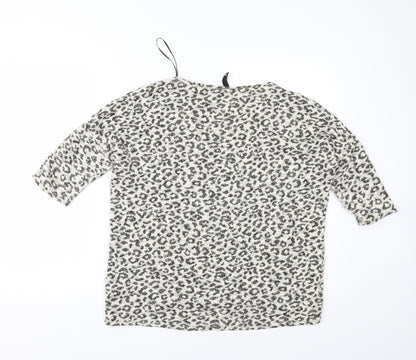 Back view of Divided women’s beige animal print knit jumper, size M