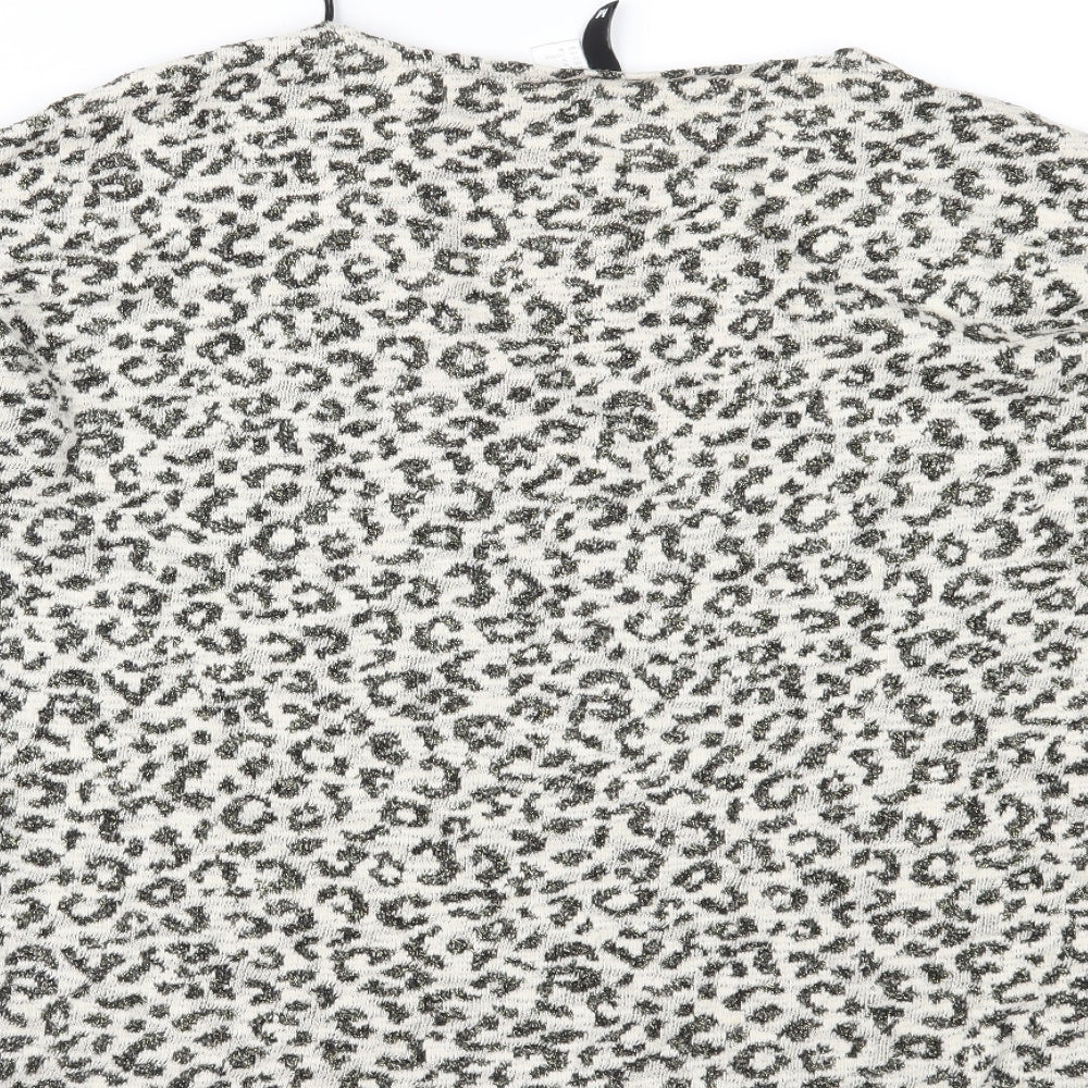 Brand and care label for Divided women’s beige animal print knit jumper, size M