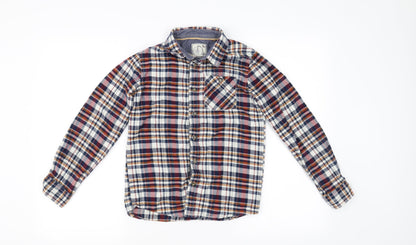 Front view of TU boys’ red check basic button-up, size 11, years