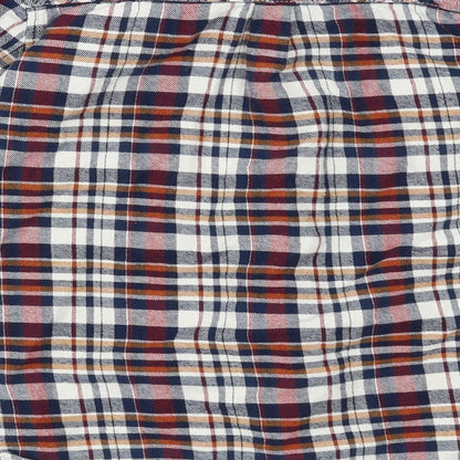 Brand and care label for TU boys’ red check basic button-up, size 11, years