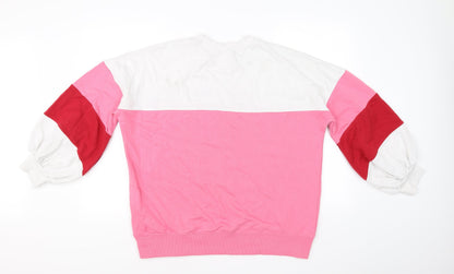 Back view of Misguided women’s pink jumper, size UK 10