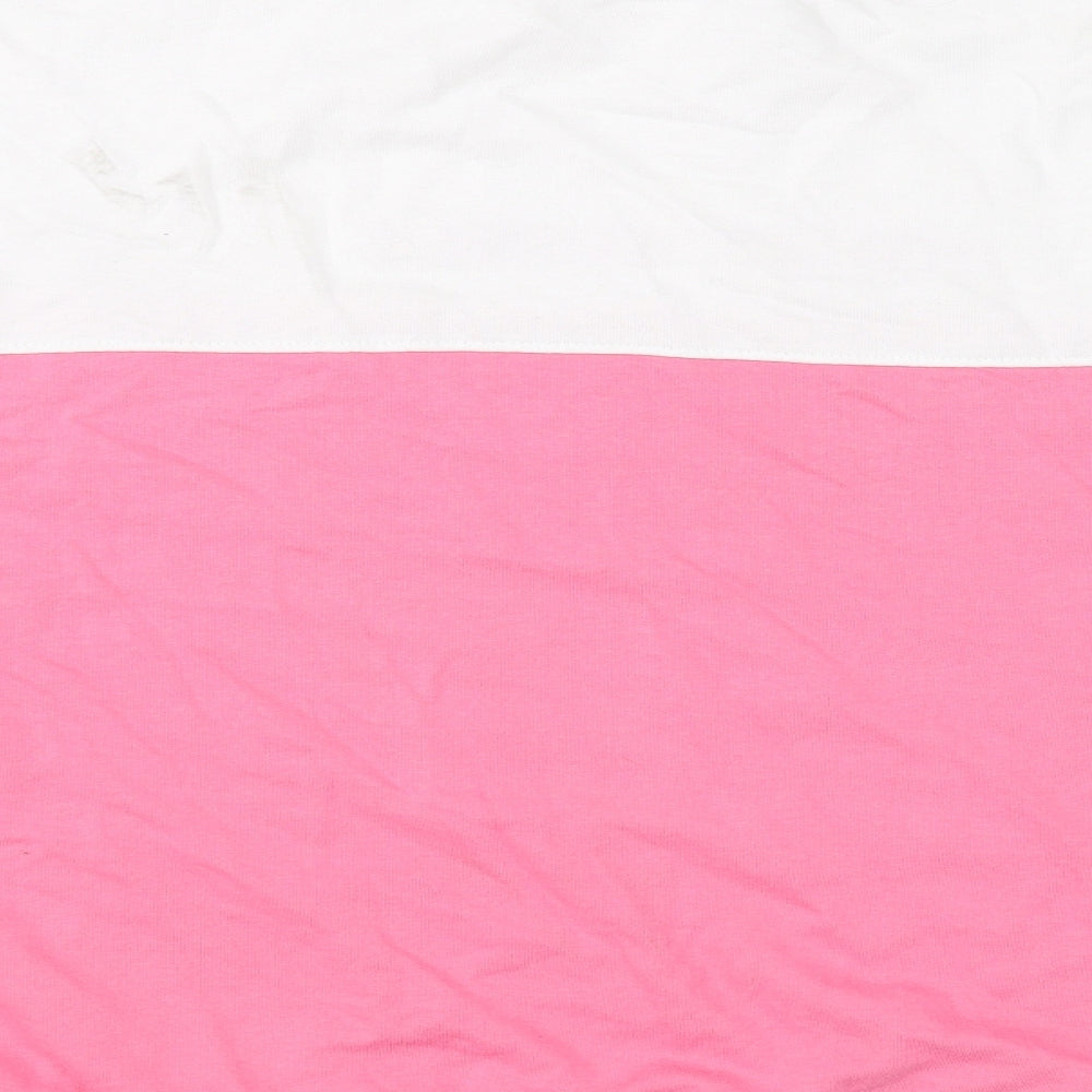 Brand and care label for Misguided women’s pink jumper, size UK 10