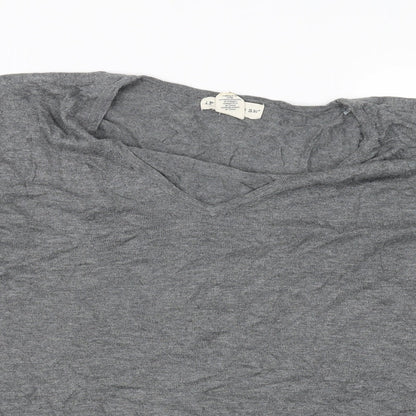 Close-up detail of If It Were Me women’s grey basic t-shirt, size M