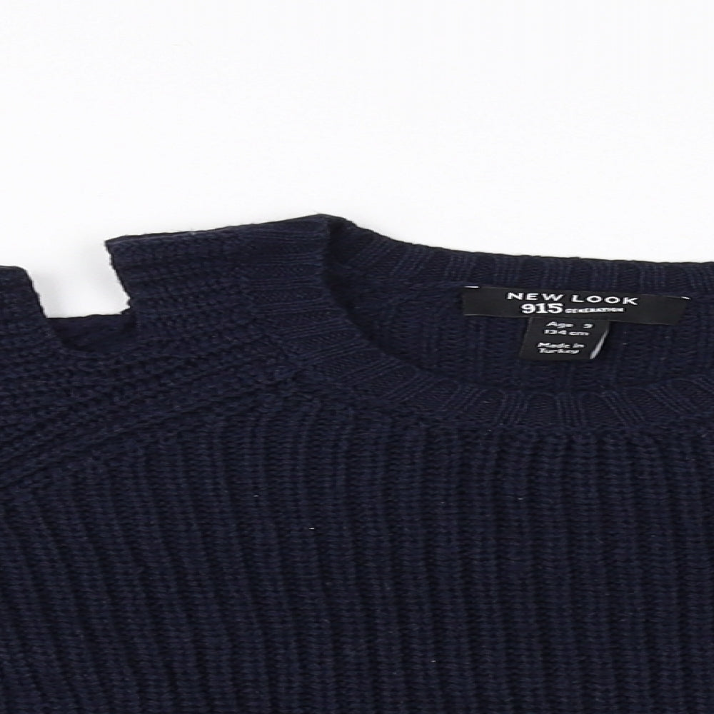 Close-up detail of New Look girls’ blue jumper, size 9, years