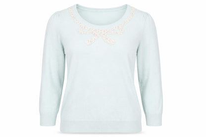 Front view of F&F women’s blue jumper, size UK 14