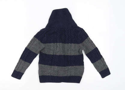 Gap Boys Blue Striped  Cardigan Jumper Size 4 Years