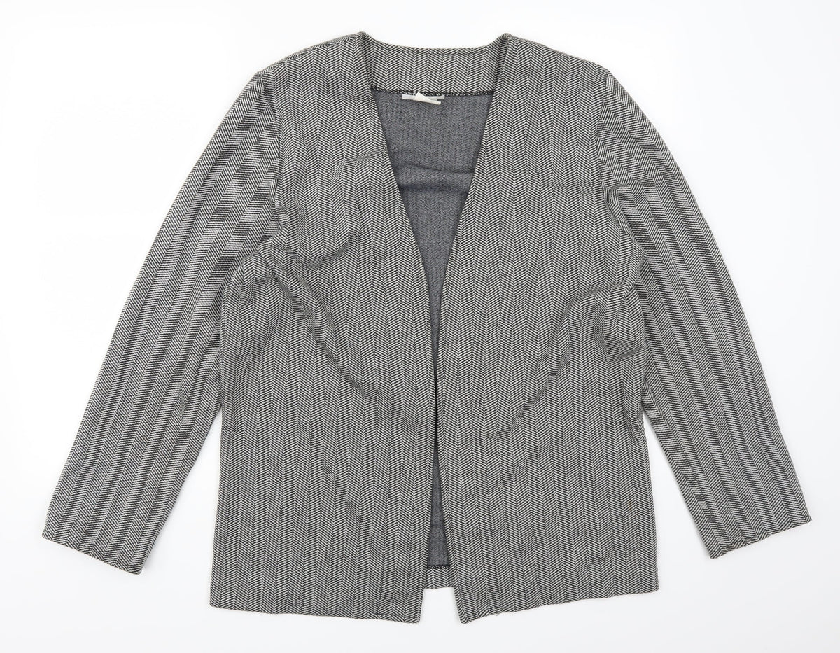 Additional front view of Weekends women’s grey herringbone cardigan jumper, size M