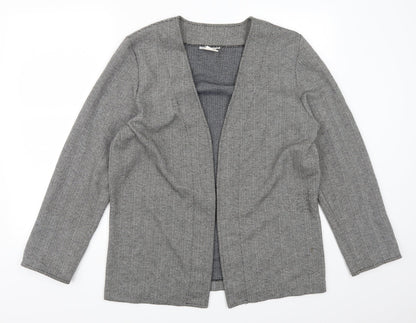 Additional front view of Weekends women’s grey herringbone cardigan jumper, size M