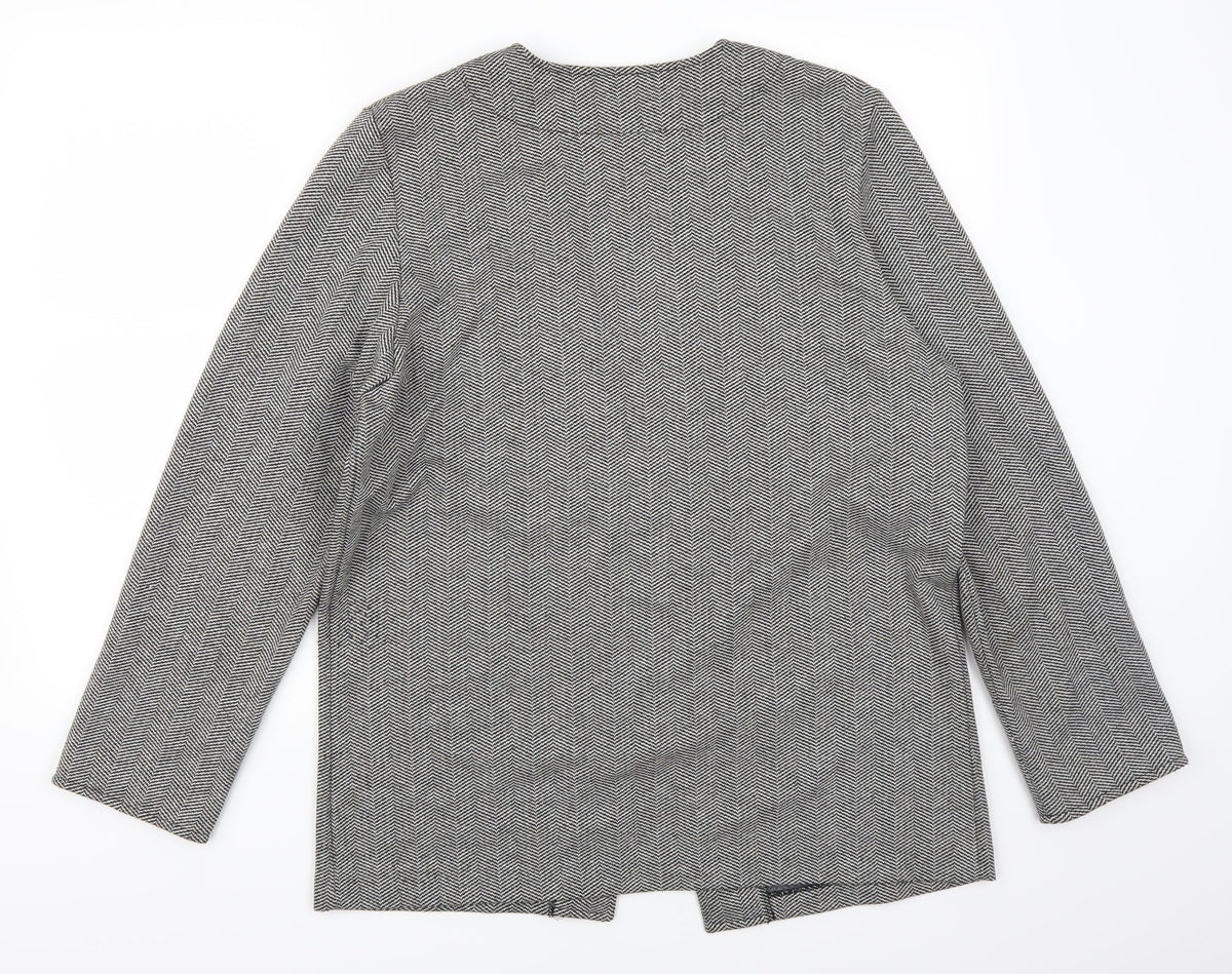 Back view of Weekends women’s grey herringbone cardigan jumper, size M