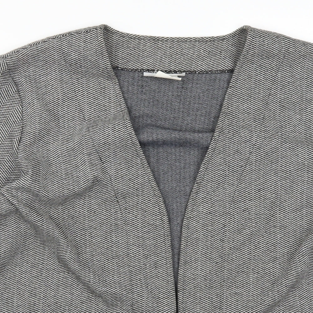 Close-up detail of Weekends women’s grey herringbone cardigan jumper, size M