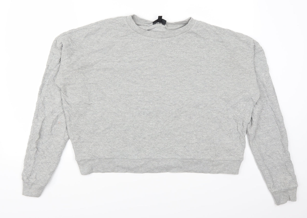 Additional front view of Topshop women’s grey pullover sweatshirt, size UK 12