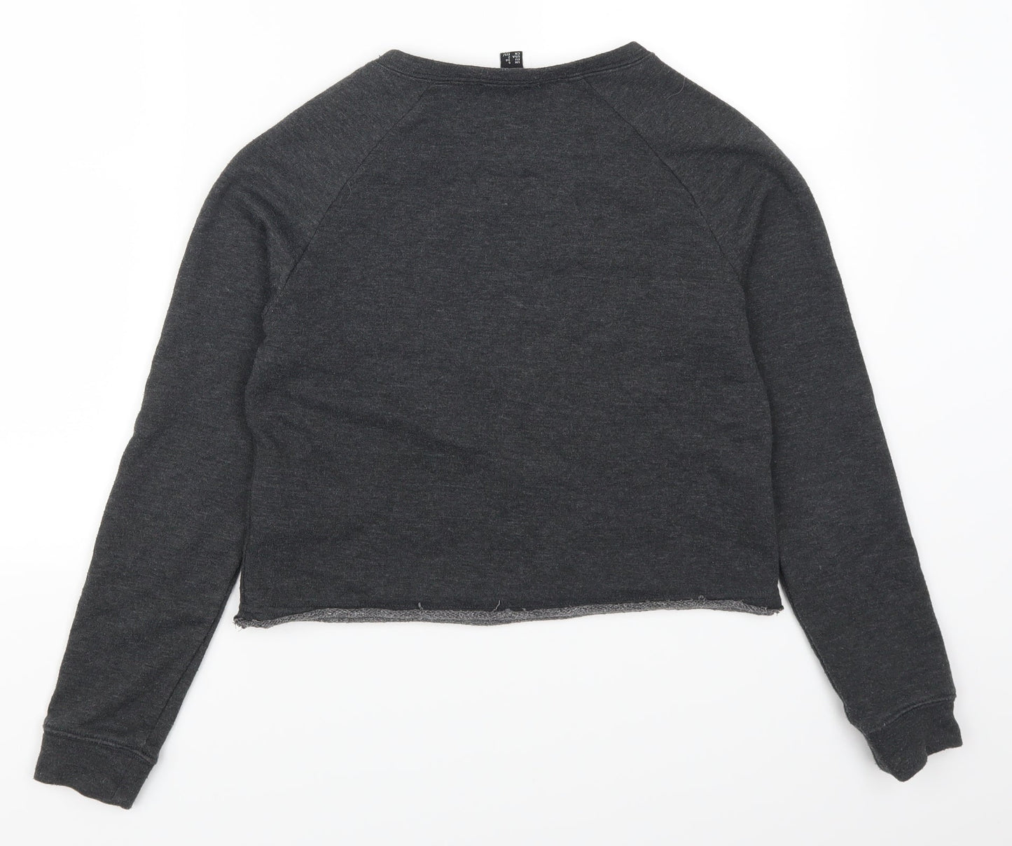 New Look Womens Grey Floral  Henley Sweatshirt Size 6