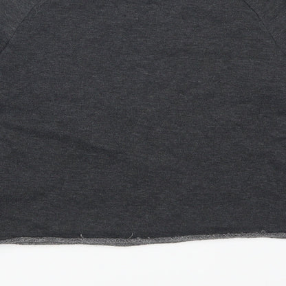 New Look Womens Grey Floral  Henley Sweatshirt Size 6