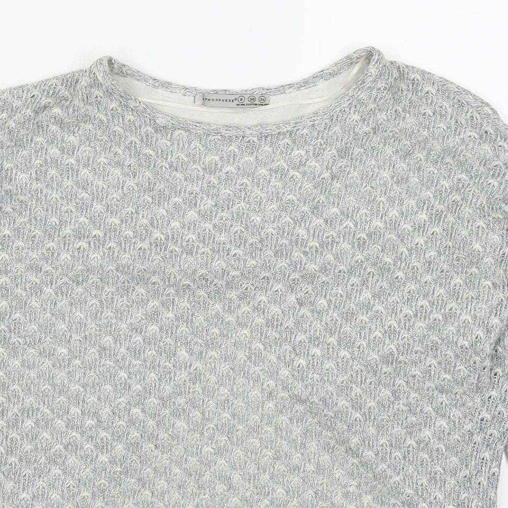 Close-up detail of Atmosphere women’s grey jumper, size UK 8