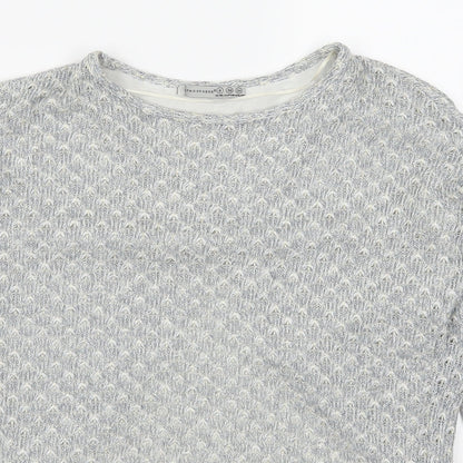 Close-up detail of Atmosphere women’s grey jumper, size UK 8
