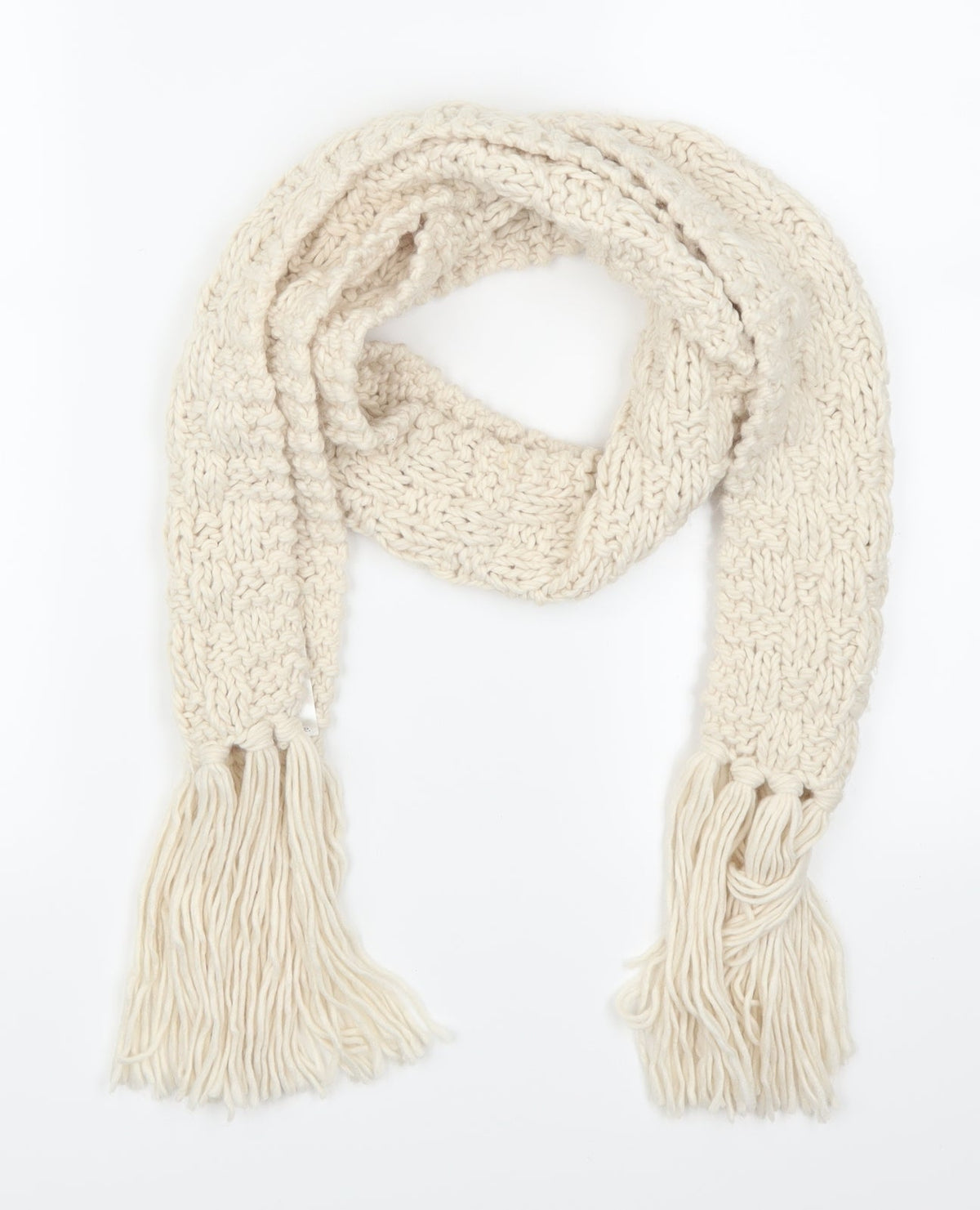 Front view of Preworn women’s beige scarf