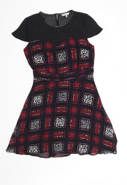 Marks and Spencer Womens Red Check  Skater Dress  Size 10