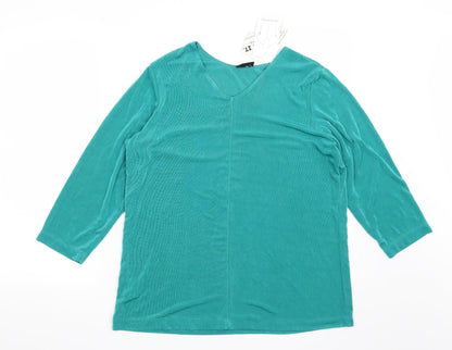 Additional front view of Citiknits women’s green basic blouse, size M