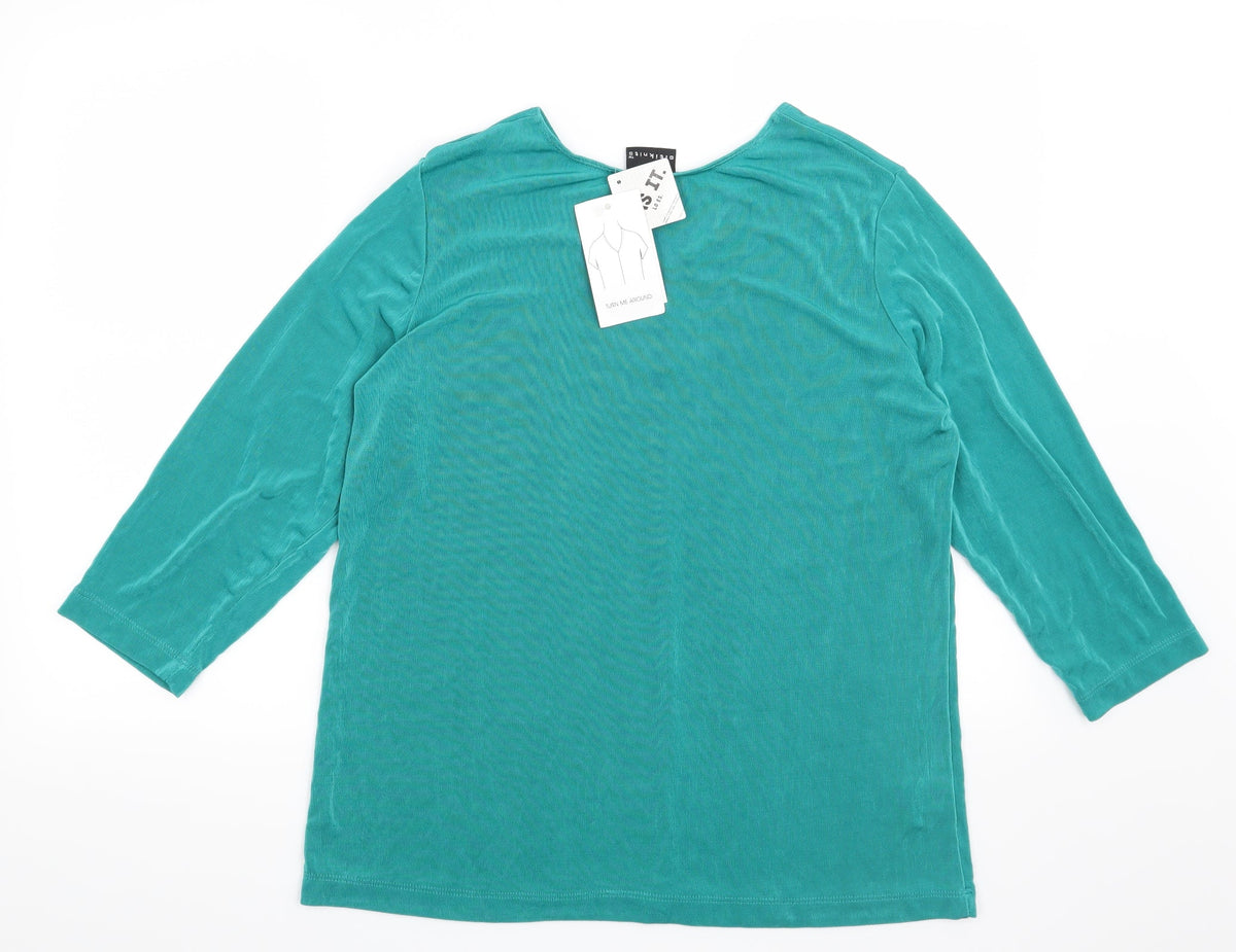 Back view of Citiknits women’s green basic blouse, size M