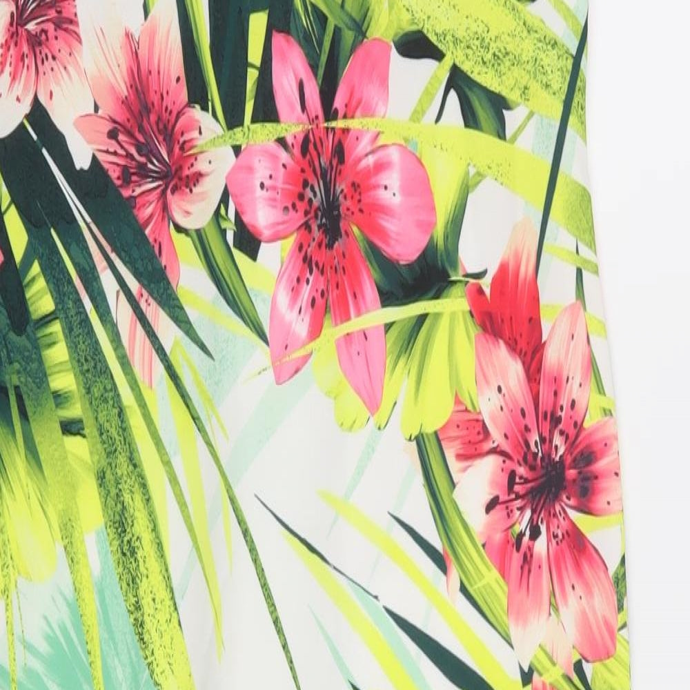 Boohoo Womens White Floral  Bodycon  Size 12