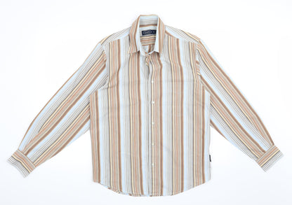 Mens UK Size S Easy Brown  Button-Up Long Sleeve Casual Shirt